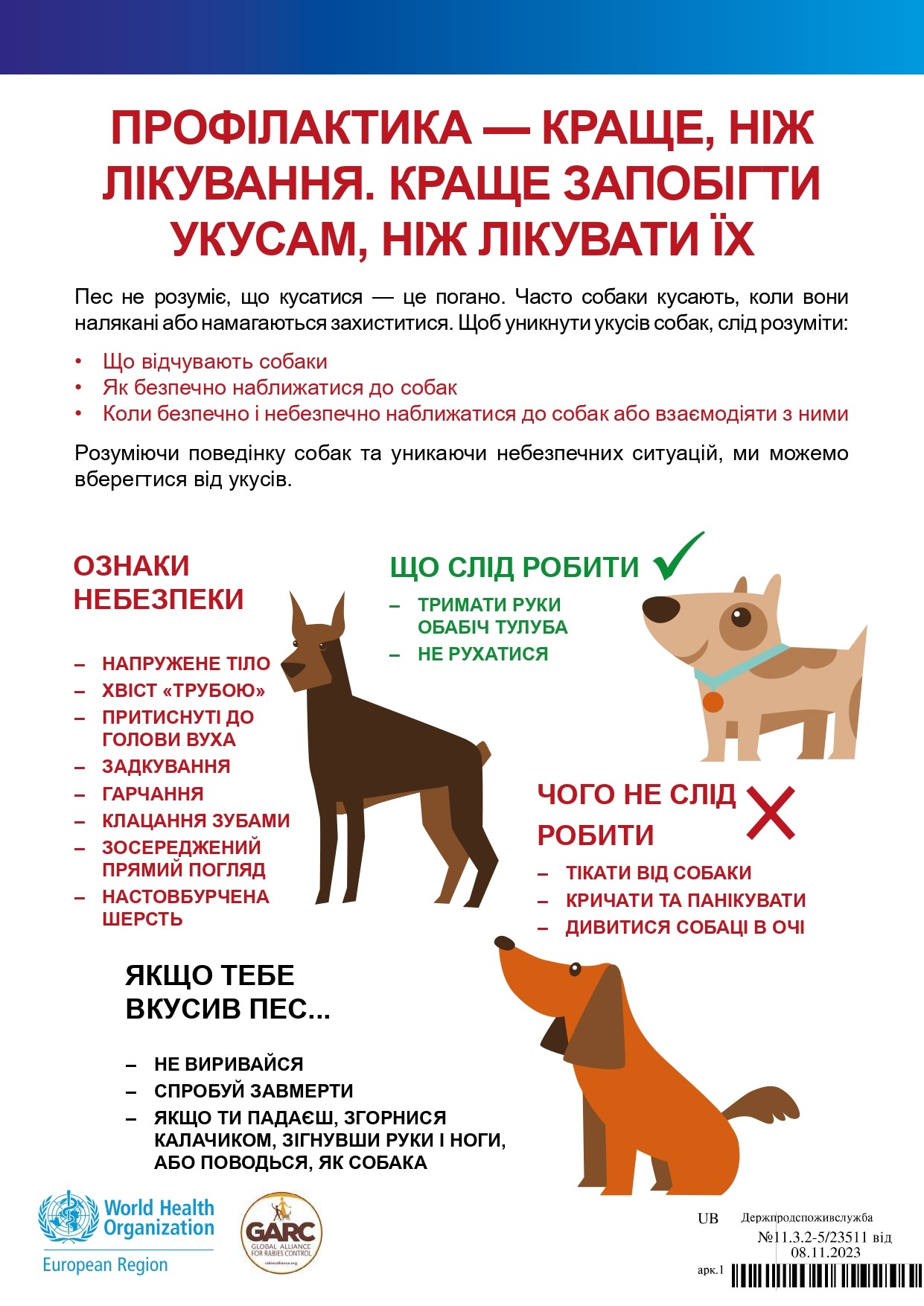 Інформація стосовно профілактики сказу